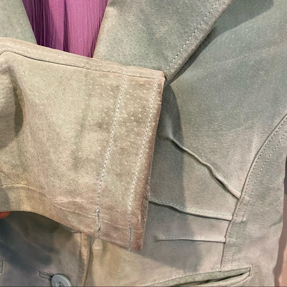 Wilsons Leather Maxima Sage Green Suede Jacket y2k vintage spring pastel - Picture 5 of 13